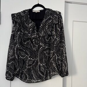 LOFT Black and Gray Blouse